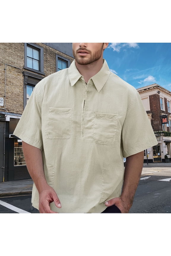 Men's Double Pocket Cargo Fashion Short Sleeved Shirt With Short Sleeved Men’s Wrinkle-Free Shirts