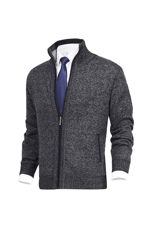 Men's Fall And Winter Stand Up Collar Fashion Cardigan Sweater Coat