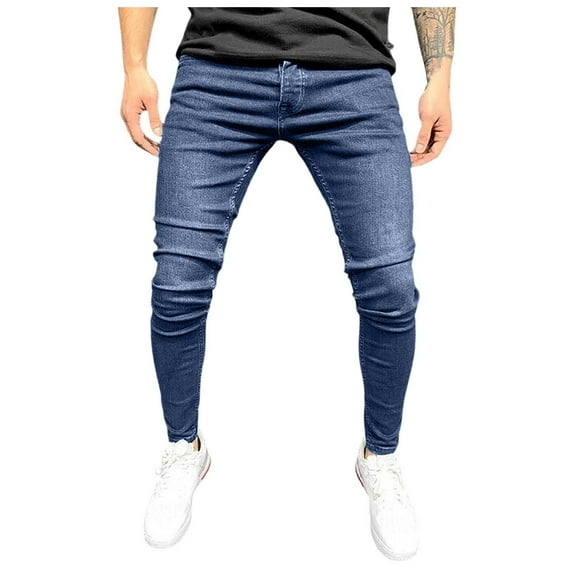 Dpytoraw Men's Fashion Denim Vintage Wash Hop Work Trousers Jeans Pants