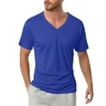 thumbnail image 1 of Dpytoraw Men's Fashion Solid Color V Neck T Shirt Casual Comfortable Breathable Top Men’s Slim Fit Cotton Crew Neck T-Shirts Blue L, 1 of 5