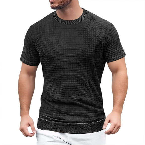 Dpytoraw Men's FashionShort Sleeved Casual And Comfortable T Shirt Plain White T-Shirts Men Black M