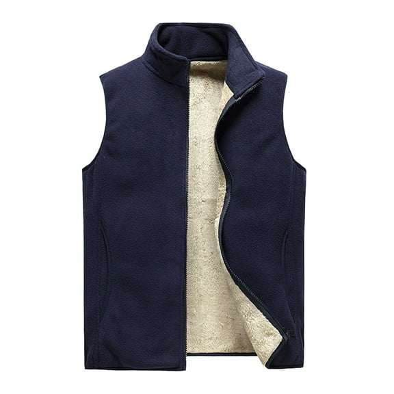 Dpytoraw Men's Full Zip Vest Winter Warm Lined Sleeveless Outerwear