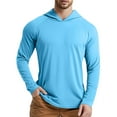 thumbnail image 1 of Dpytoraw Men's Hoodie UPF 50+ Hoodie Long Sleeve Quick Drying Lightweight Outdoor Shirt With Hood Cotton T-Shirts Men Blue S, 1 of 4