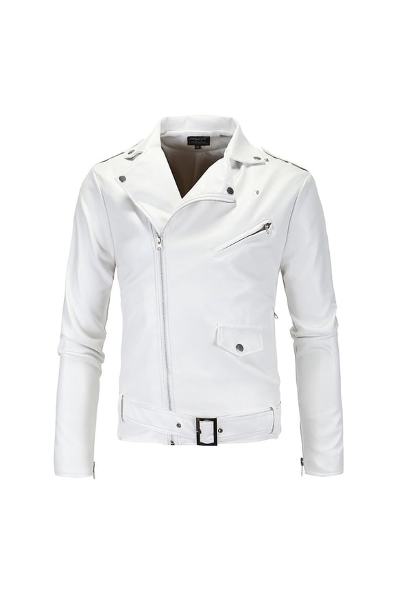 Men's Leather Jacket Rock Motorcycle Retro Hide Jacket