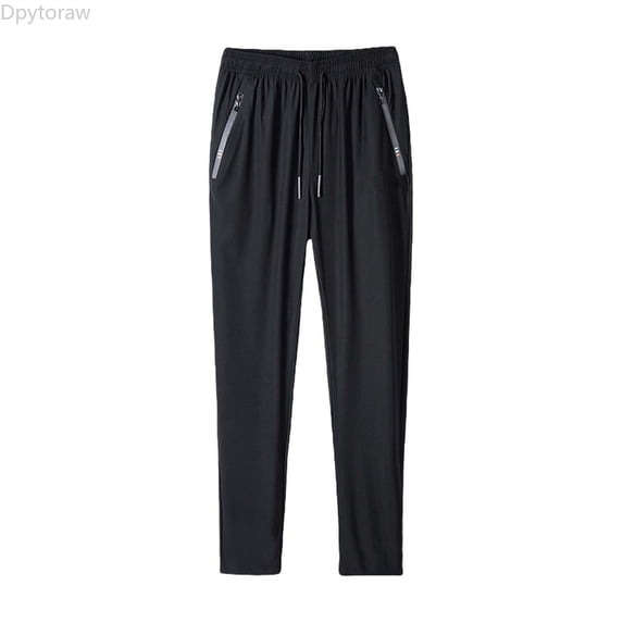 Dpytoraw Men's Lightweight Jogger Pants Quick Drying Running Hiking Athletic Track Pants with Pockets Black L