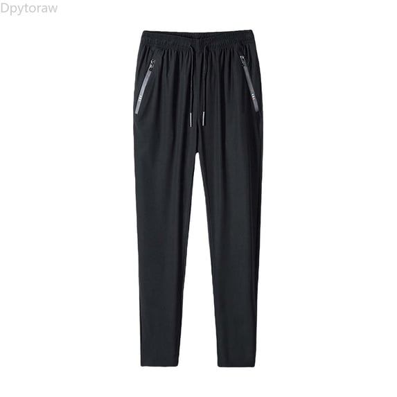 Dpytoraw Men's Lightweight Jogger Pants Quick Drying Running Hiking Athletic Track Pants with Pockets Black XXXXXL