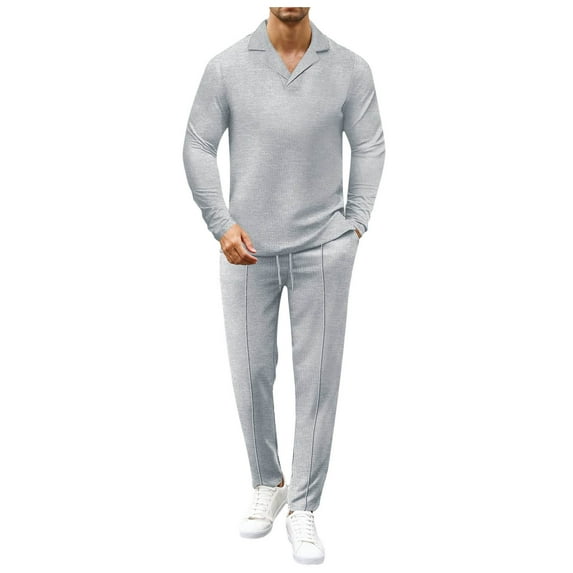 Dpytoraw Men's Long Sleeve Lapel Shirt Casual Solid Holiday Shirts Tops Pants Outfits