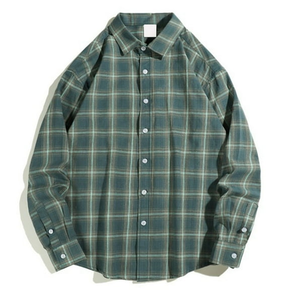 Dpytoraw Men's Long Sleeve Plaid Shirt Jacket / Casual Shirt With Collar Men’s Linen Shirts
