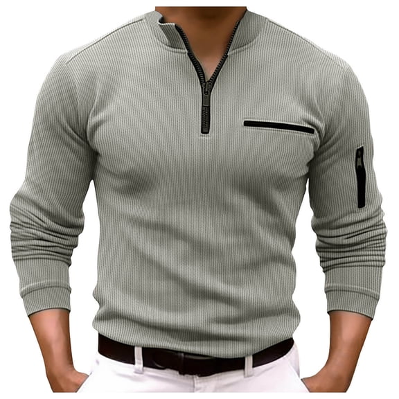 Dpytoraw Men's Long Sleeve Striped Zipper T Shirt Summer Casual Holiday Shirts Tops