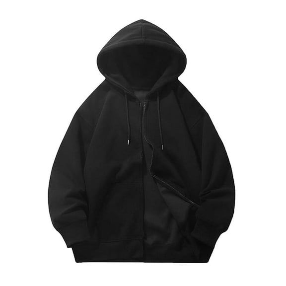 Dpytoraw Men's Long Sleeve Sweatshirt Hooded Cardigan Casual Solid Holiday Hoodie Zipper Coat Tops