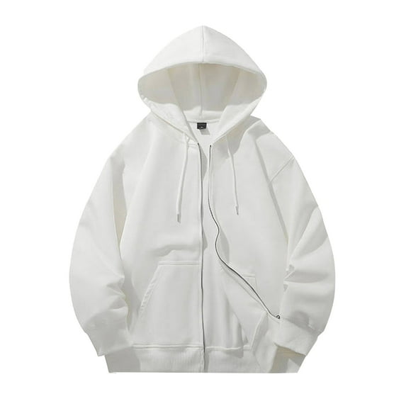 Dpytoraw Men's Long Sleeve Sweatshirt Hooded Cardigan Casual Solid Holiday Hoodie Zipper Coat Tops