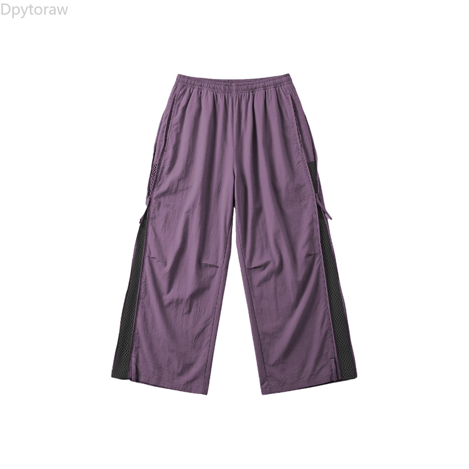 Dpytoraw Men's Parachute Cargo Pants Wide Leg Casual with Zippers