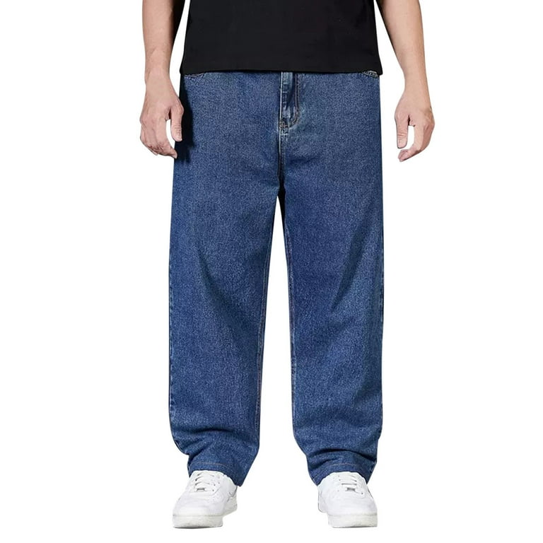 Dpytoraw Men's Plus Size Jeans Straight Leg Man Wide Waist Pants