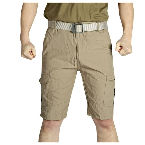 Dpytoraw Men's Quick Drying Shorts Summer Hiking Trousers Trousers With Pockets Cargo Trousers Short Lightweight Sports Shorts Trekking Trousers Short Men Khaki