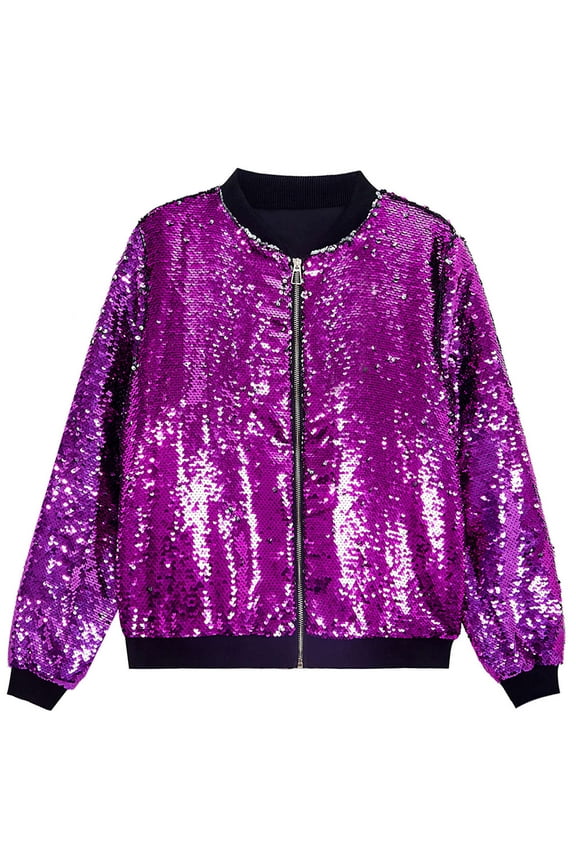 Men‘s Sequin Jacket For Men's Zip Up Long Sleeves Party Disco Sparkly Jacket