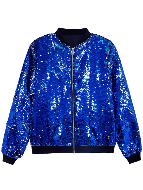 Men‘s Sequin Jacket For Men's Zip Up Long Sleeves Party Disco Sparkly Jacket