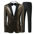 thumbnail image 1 of Dpytoraw Men's Sequined Jacket Pants Suit Tuxedo Party Dance Wedding Sequined Tuxedo One Button Jacket Set, 1 of 5