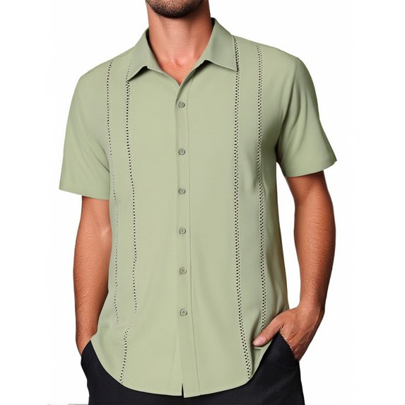 Dpytoraw Men's Short Sleeve Shirt Casual Tropical Print Button Up Beach Shirt Men’s Moisture-Wicking Casual Shirts for Summer