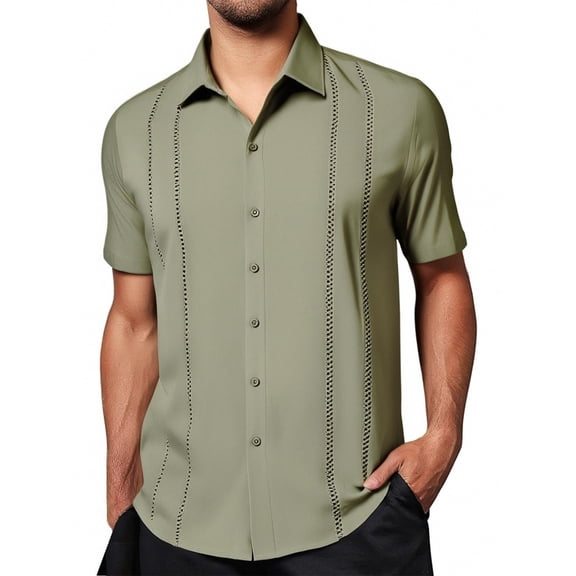 Dpytoraw Men's Short Sleeve Shirt Casual Tropical Print Button Up Beach Shirt Men’s Moisture-Wicking Casual Shirts for Summer