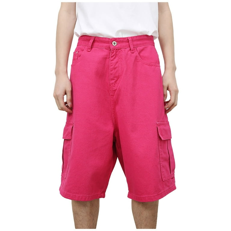 Mens pink jean shorts hotsell