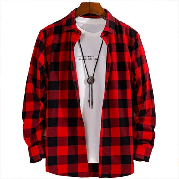 Dpytoraw Men's Slim Fit Long Sleeve Plaid Casual Shirt / Youth Fashion Long Sleeve Shirt Men’s Work Shirts