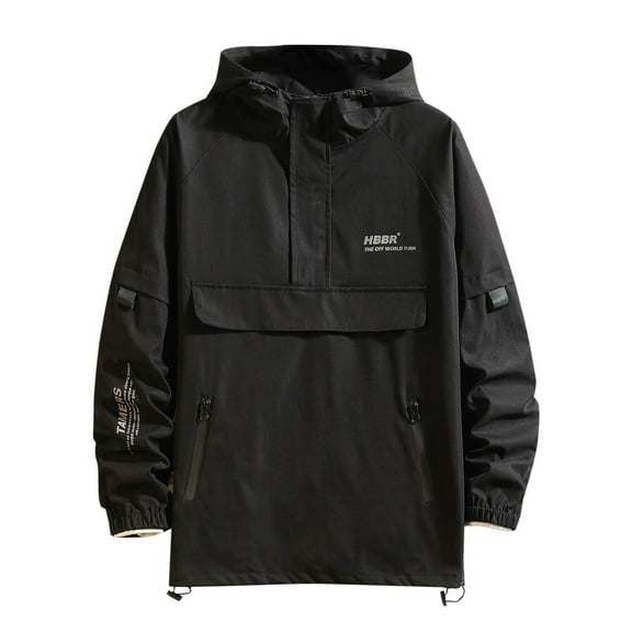 Dpytoraw Men's Spring And Autumn One Jacket Trend Pullover Half Zip Hardshell Hooded Coat