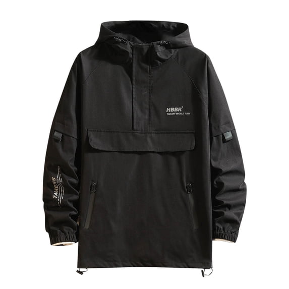 Dpytoraw Men's Spring And Autumn One Jacket Trend Pullover Half Zip Hardshell Hooded Coat