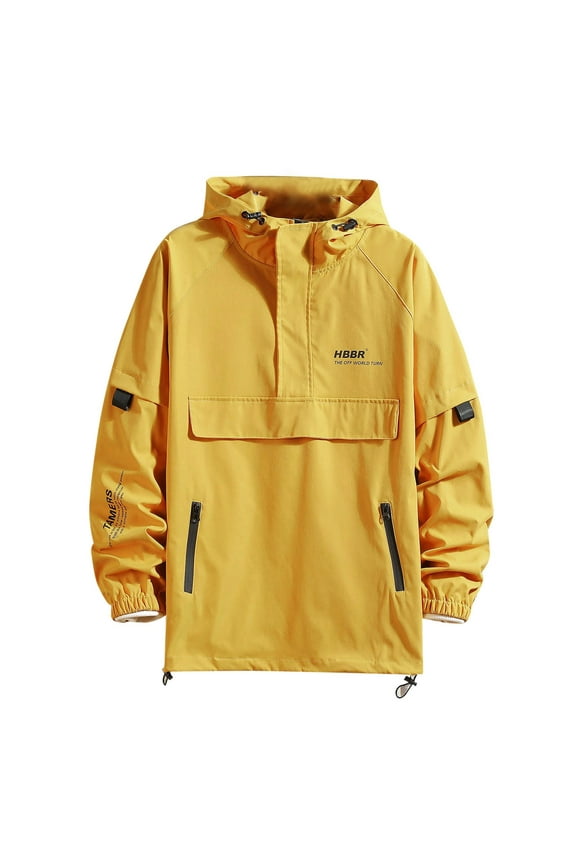 Men's Spring And Autumn One Jacket Trend Pullover Half Zip Hardshell Hooded Coat