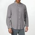 thumbnail image 1 of Dpytoraw Men's Spring And Autumn Fashion Linen Long Sleeved Stand Up Collar Shirt Breathable Casual New Chinese Pocket Top Men’s Moisture-Wicking Casual Shirts for Summer, 1 of 5