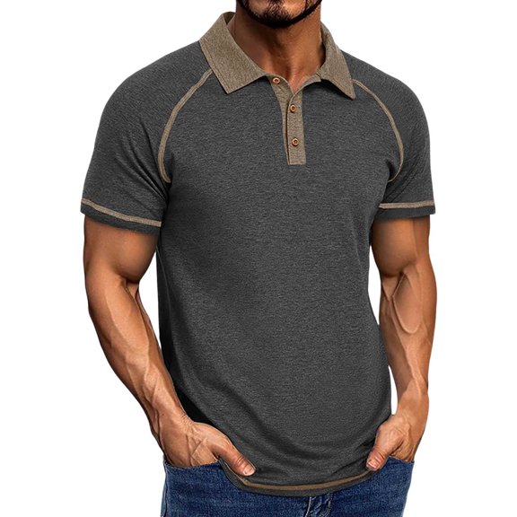 Dpytoraw Men's Spring Short Sleeved Lapel T Shirt Men's Casual Versatile Short Sleeved Bottoming Shirt Men’s Slim Fit Cotton Crew Neck T-Shirts Dark Gray XXXL