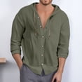 thumbnail image 1 of Dpytoraw Men's Stylish Solid Color Pocket Casual Button Hooded Shirt Comfortable Top Men’s Wrinkle-Resistant Long Sleeve Work Shirts, 1 of 4