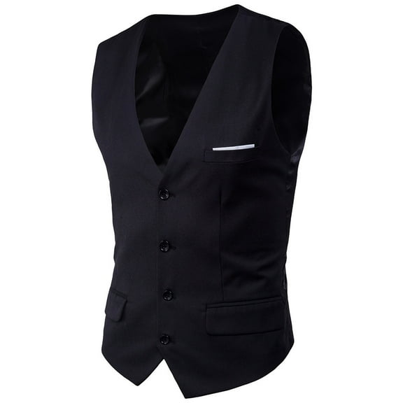 Dpytoraw Men's Suit Vest V Neck Silm Fit Solid Formal Suit Waist Coat Lightweight For Wedding Prom Business