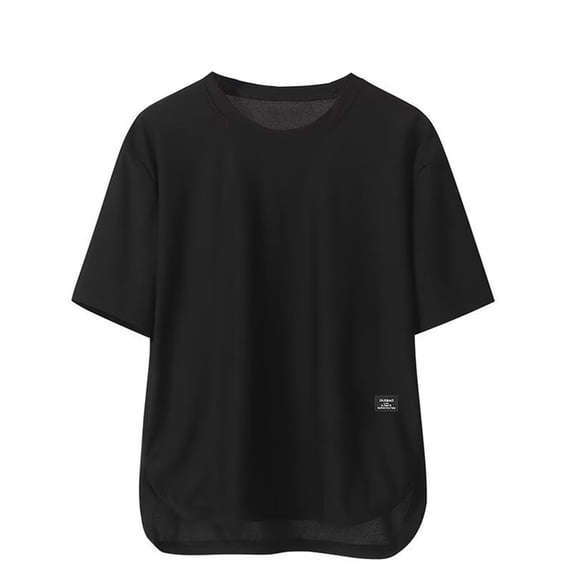 Dpytoraw Men's Summer Breathable Short Sleeve T Shirt With Hidden Pockets Casual Loose Fit Round Neck Tee For Big Sizes Men’s Oversized Streetwear T-Shirts Trendy Designs Black L
