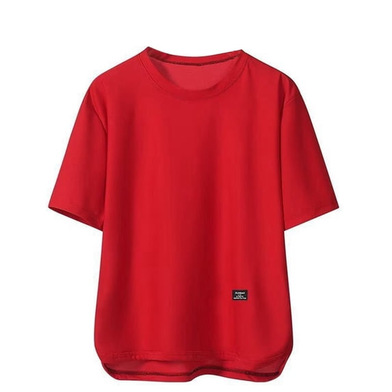 Dpytoraw Men's Summer Breathable Short Sleeve T Shirt With Hidden Pockets Casual Loose Fit Round Neck Tee For Big Sizes Men’s Oversized Streetwear T-Shirts Trendy Designs Red XXXXL