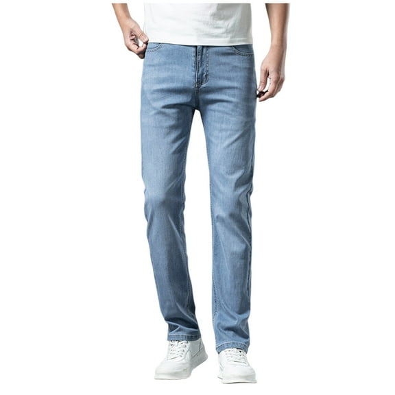 Dpytoraw Men's Summer Fashion Slim Jeans Straight Leg Casual Style Pants Men's Clothing BU1
