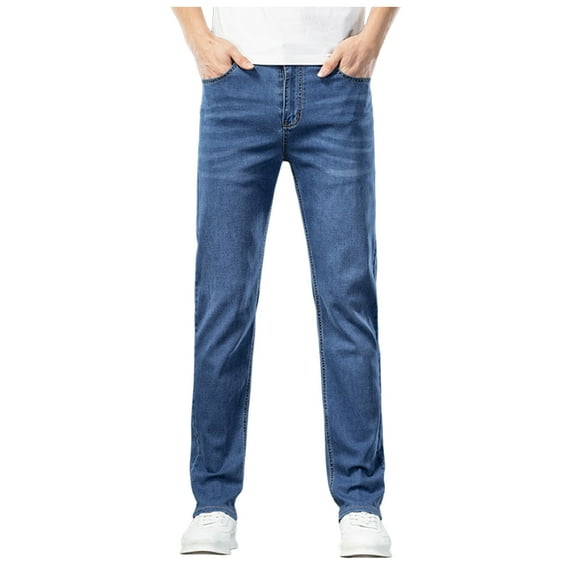 Dpytoraw Men's Summer Fashion Slim Jeans Straight Leg Casual Style Pants Men's Clothing BU3