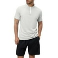 thumbnail image 1 of Dpytoraw Men's Summer Outdoor Quick Drying Sports T Shirt Men's Standing Collar Half Zip Men's Fitness Clothes Loose Casual Running Training Short Sleeves Athletic T-Shirts Men Khaki XL, 1 of 4