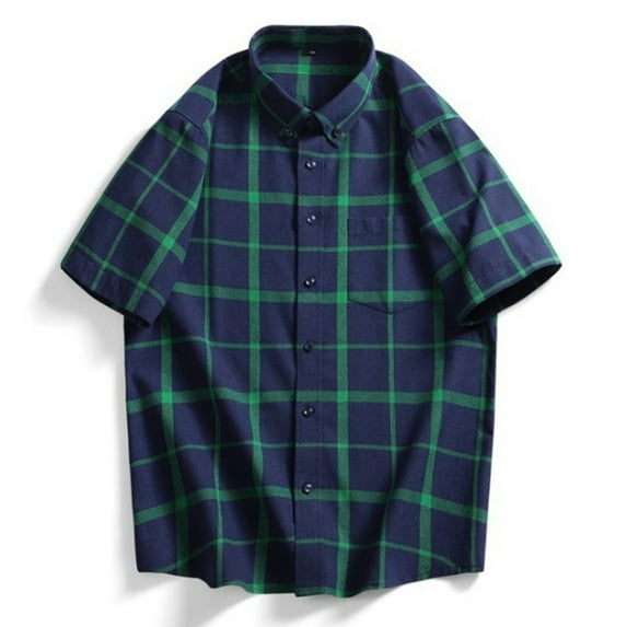 Dpytoraw Men's Summer Plaid Short Sleeve Shirt / Vintage Patterned Casual Shirt Men’s Short Sleeve Shirts