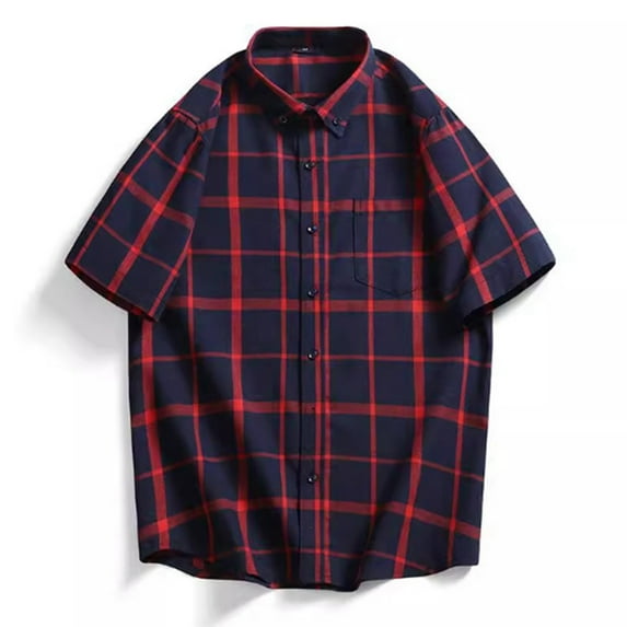 Dpytoraw Men's Summer Plaid Short Sleeve Shirt / Vintage Patterned Casual Shirt Men’s Short Sleeve Shirts
