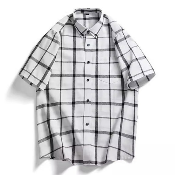 Dpytoraw Men's Summer Plaid Short Sleeve Shirt / Vintage Patterned Casual Shirt Men’s Short Sleeve Shirts