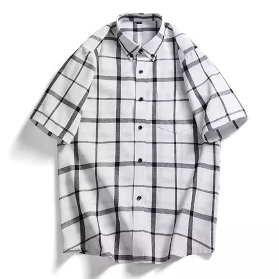 Dpytoraw Men's Summer Plaid Short Sleeve Shirt / Vintage Patterned Casual Shirt Men’s Short Sleeve Shirts