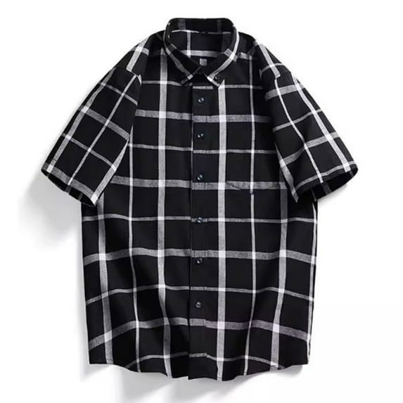 Dpytoraw Men's Summer Plaid Short Sleeve Shirt / Vintage Patterned Casual Shirt Men’s Short Sleeve Shirts