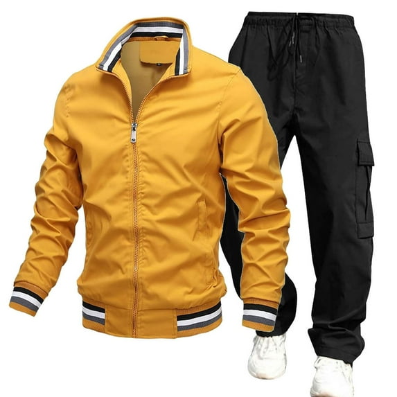 Dpytoraw Men's Sweat Suit 2 Piece Outfit Casual Contrast Sports Jogging Tracksuits Set