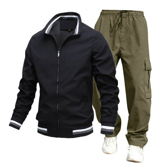 Dpytoraw Men's Sweat Suit Two Piece Outfit Casual Contrast Sports Jogging Tracksuits Set