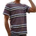 thumbnail image 1 of Dpytoraw Men's T Shirt With Fashionable Striped Print And Short Sleeves For Men Pocket T-Shirts Men Brown L, 1 of 5
