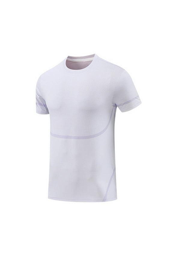 Men's Thin Sports Leisure Breathable Running Training Clothes Summer Ice Silk Short Sleeve T Shirt Athletic T-Shirts Men Light Purple M