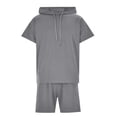 thumbnail image 1 of Dpytoraw Men's Tracksuit 2 Piece Hooded Athletic Sweatsuit Short Sleeve Casual Sports Hoodie Shorts Set, 1 of 4