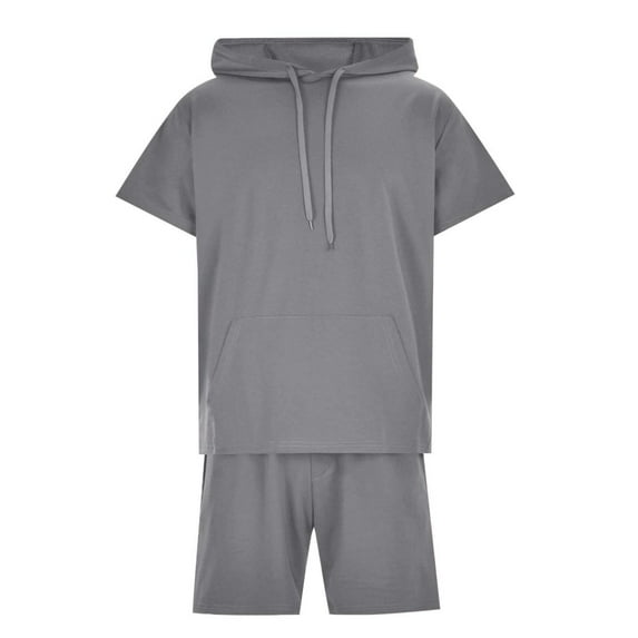 Dpytoraw Men's Tracksuit 2 Piece Hooded Athletic Sweatsuit Short Sleeve Casual Sports Hoodie Shorts Set