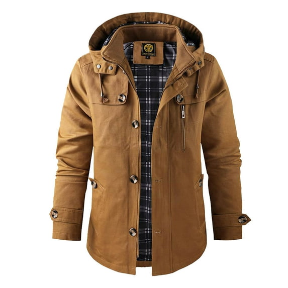 Dpytoraw Men's Vintage Windproof Field Jackets Multisport Coat With Hood