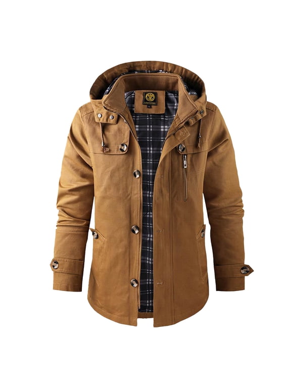 Men's Vintage Windproof Field Jackets Multisport Coat With Hood